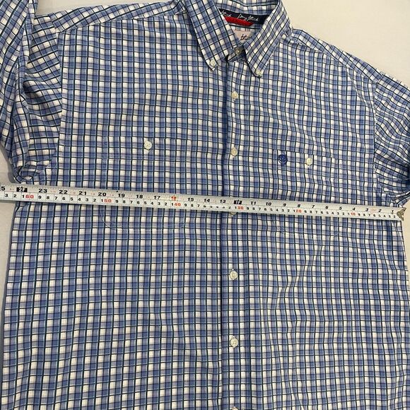 ~ Wrangler XL George Strait Cowboy Cut Collection Button-Down Shirt Blue Plaid - Picture 8 of 14